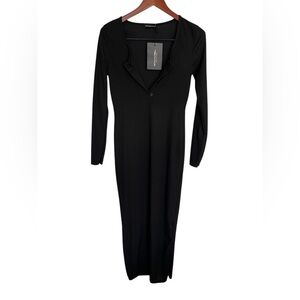 FREE with any purchase- NWT Prettylittlethings Black maxi dress with size 8